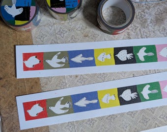 Subikiawa Rooms Washi Tape: Gold Foil Bird Design, Japanese Stationery