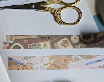 Gold Foil Washi Tape: Neutral Palette, BGM My Desk, 20mm