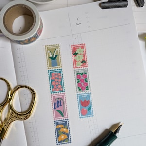 Papier platz floral stamps washi tape l stamps washi tape l Japanese masking tape l journaling l planner