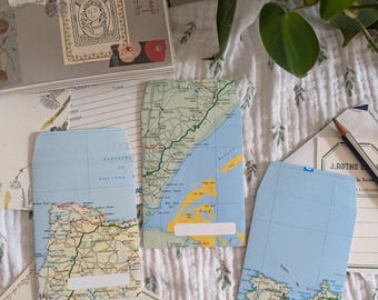 Vintage Map Coin Envelopes: Travel Journal Collection, Pack of 3