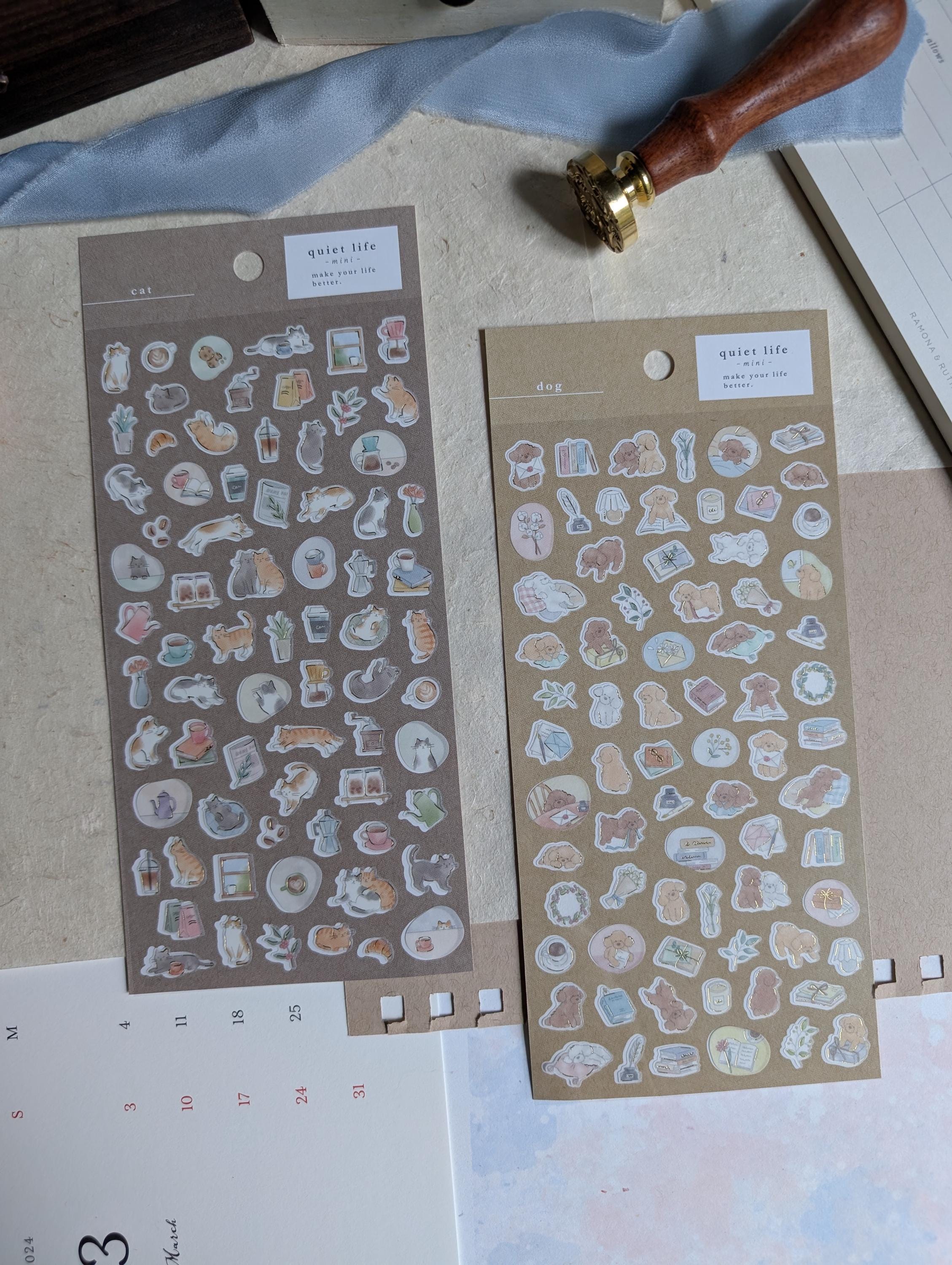 Mindwave Quiet Life Mini Sticker Sheet L Tiny Stickers L Cat Stickers L ...