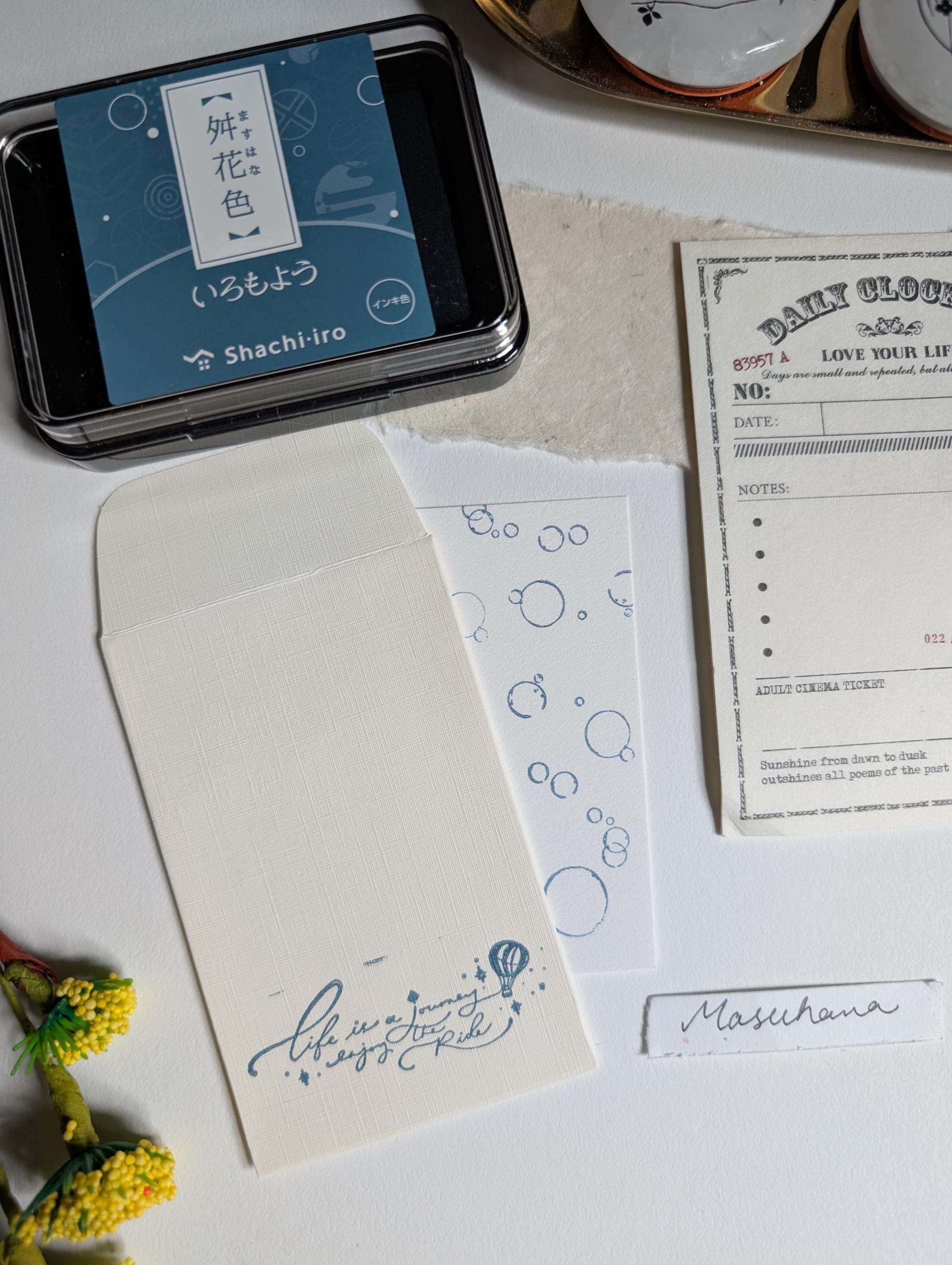 Japanese Iromoyo Stamp Ink Pad: Traditional Blue Oil-based Pigment