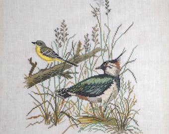 額入り鳥のブチラスタイルクロスステッチ - Etsy 日本