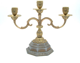 This Vintage Solid Brass Candelabra is Made in India and is a