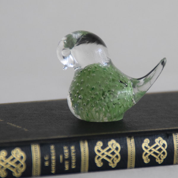 Hadelund Glassverk Norway | Green Art Glass Bird | MCM Art Glass | Art Glass Figurine | Hadeland Story Figurines | Scandinavian | Glass Bird
