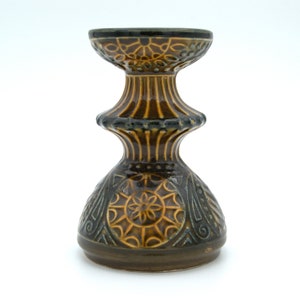 Vintage Ceramic Candle Holder | Stoneware | MCM | Mid Century Modern | Bohemian | Scandinavian | Art Pottery | Multicolor Relief Pottery