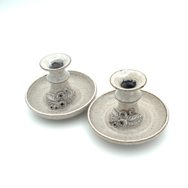 Set of 2 LEHMANN DENMARK Ceramic Candleholders | MCM | Mid Century Décor | Art Pottery | Minimalist | Ceramic Art | Stone Speckled ceramics