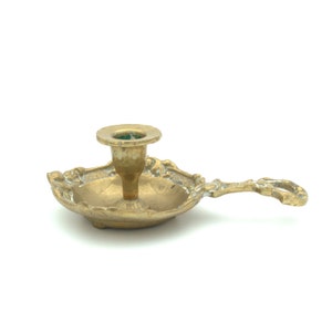 Antique Brass Candle Holder | Ornate  holder | Unique candlestick holder | Candle holder with handle | Carved solid Brass | Ornate Brass