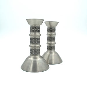 Vintage Set of MÅSTAD PEWTER NORWAY Candle Holders No. 103 | Ornate Pewter Candle Stick Holders | Brutalist | Pewter | Embellished Pewter