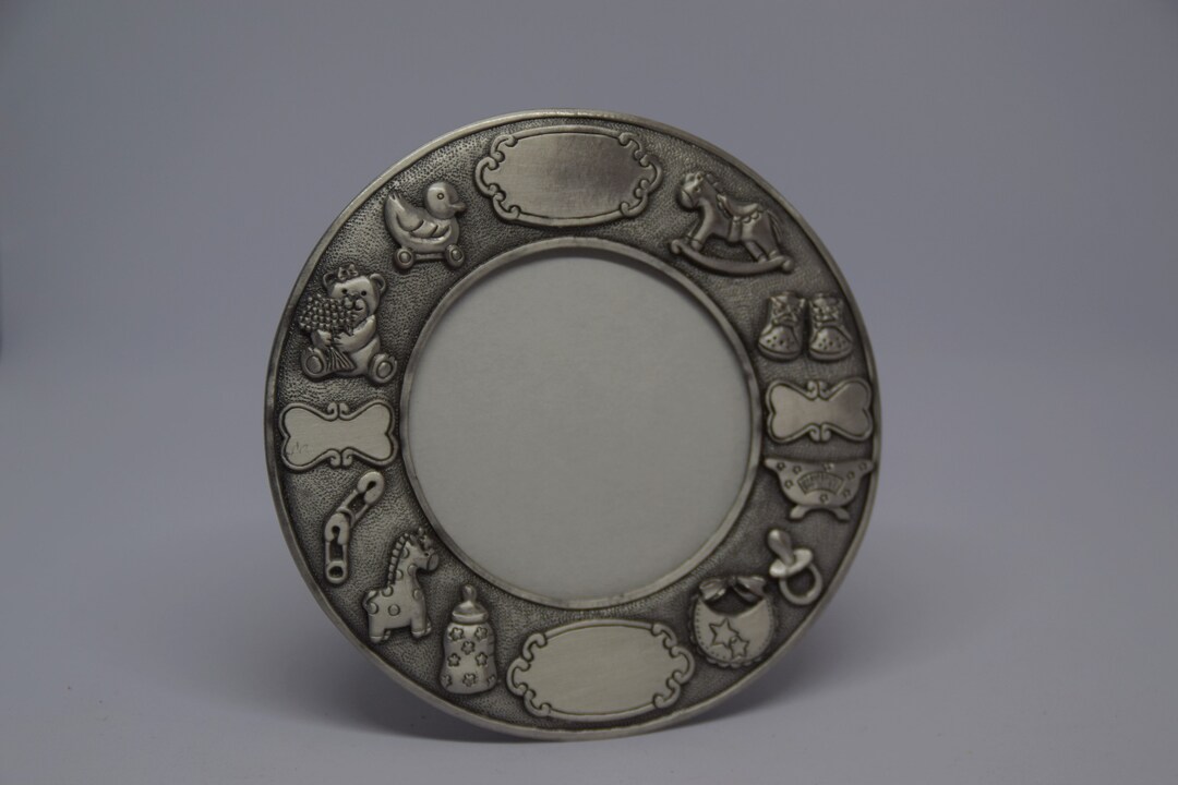 Vintage Pewter Baby Frame Ornate Pewter Frame Vintage Danish Décor Sweet Pewter Baby Frame Table