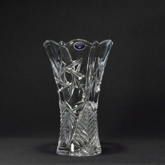 Vintage BOHEMIA CZECH REPUBLIC Crystal Vase | Carved Crystal