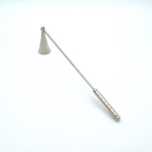 Silver Plate Solid Brass Candle Snuffer | Snuffer | Long Handle Candle Snuffer | 10&#39;&#39; Silver Candle Snuffer | MCM Silver Candle Snuffer
