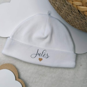 Bonnet de Naissance Personnalisé // Annonce de Prénom // Première Tenue Maternité // Bonnet Bébé en coton Bild 1