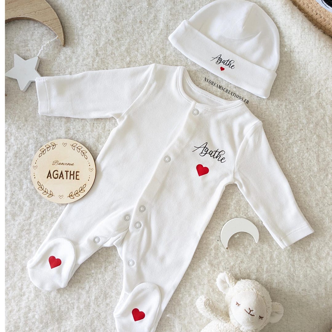 Pyjama De Naissance Personnalis Pyjama B b Pr nom Tenue Mixte 