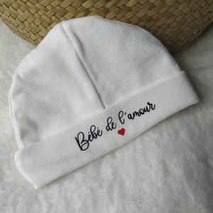 Bonnet de Naissance Personnalisé // Annonce de Prénom // Première Tenue Maternité // Bonnet Bébé en coton image 3