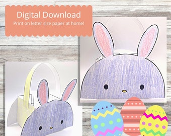 Paasknutselen voor kinderen, afdrukbare eiermand ambachtelijke sjabloon, paashaas, Instant Download