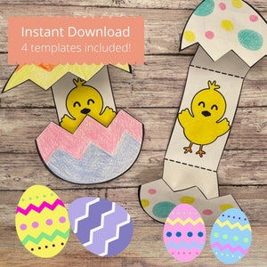 Manualidad de Pascua para niños, actividad de Pascua para niños, plantilla para manualidades, manualidad sencilla para niños, manualidad con huevos de Pascua, cesta de Pascua.