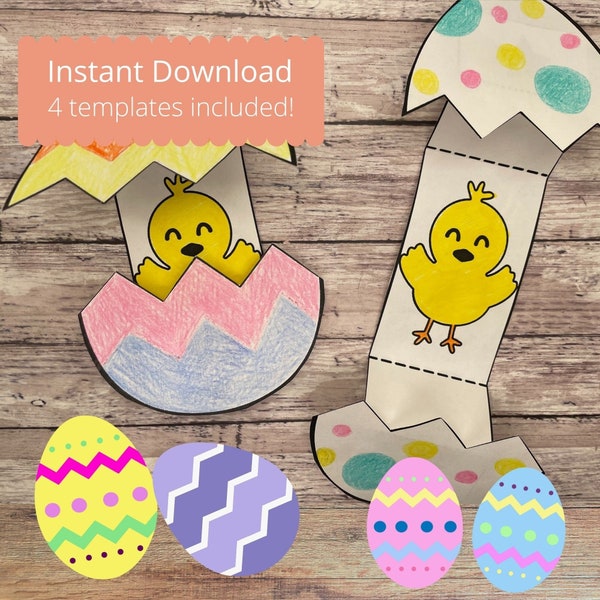 Easter craft for kids, kids easter activity, craft template, simple craft for kids, easter egg craft, easter basket