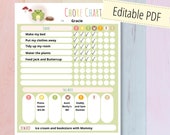 Kids chore chart, responsibility chart, printable routine checklist, cute frog, INSTANT DOWNLOAD