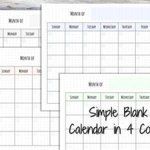 Printable Blank Monthly Calendar, Perpetual Sunday and Monday Start ...