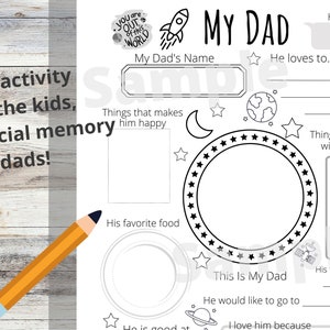 All About Dad Printable, Fathers Day Kids Craft, Gift for Dads From ...