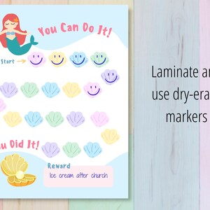 Printable Reward Chart for Kids, Mermaid Sticker Chart for Girls ...