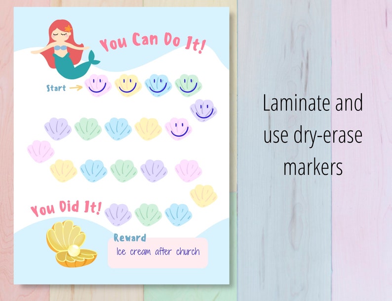 Printable Reward Chart for Kids, Mermaid Sticker Chart for Girls ...