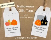 Halloween gift tags with Bible verse, trick or treat tags, Let your light shine tags, Printable