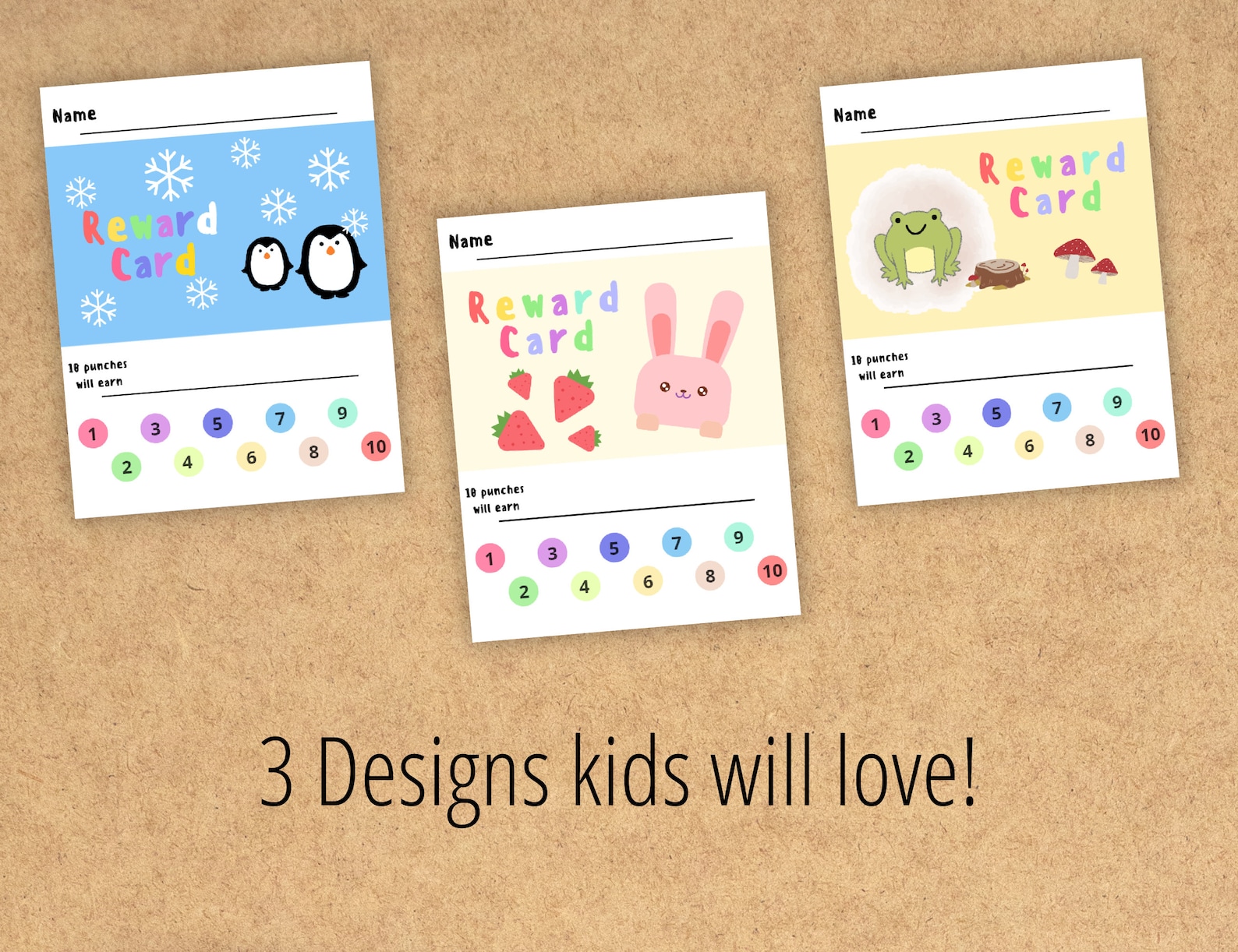 Printable Reward Punch Card for Kids, Behavior Chart, Cute Kids Reward ...