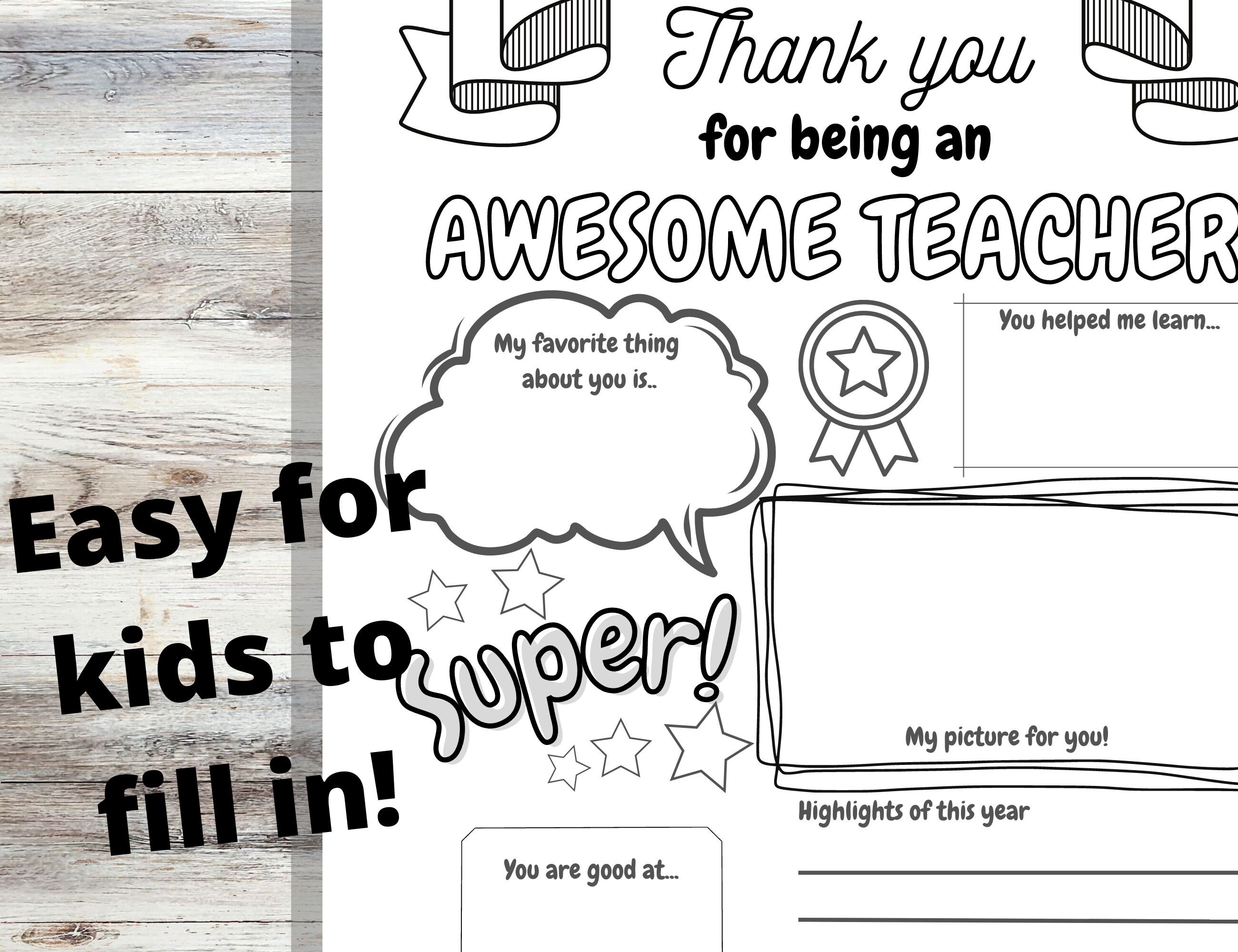 Teachers Appreciation Printable, Letter Template, INSTANT DOWNLOAD - Etsy