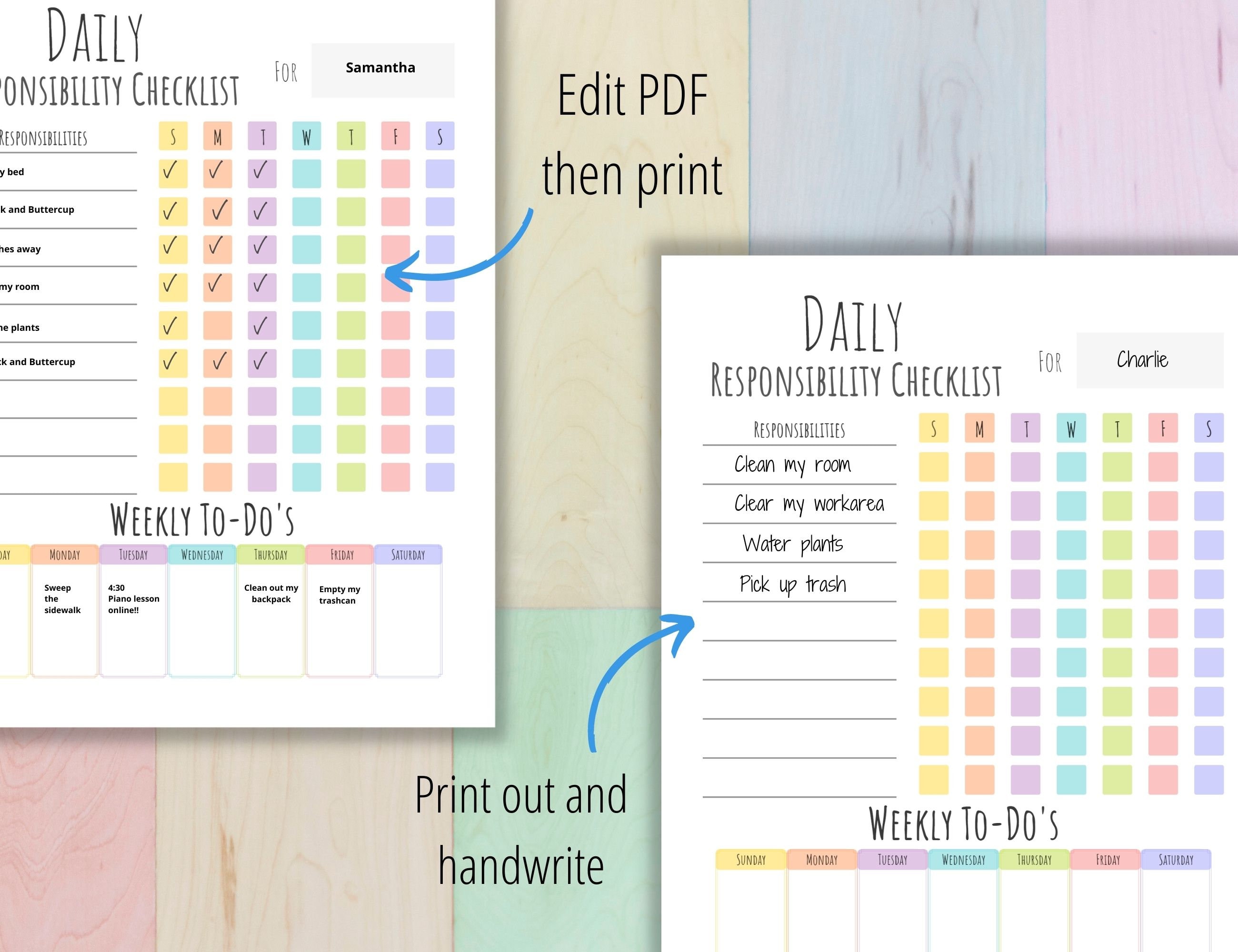 Printable Routine Responsiblity Chat Responsibility Chart for Kids, Printable, Simple Daily Routine ...