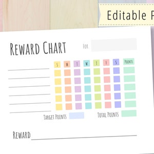 Reward chart for kids, printable, editable simple chore chart, INSTANT DOWNLOAD