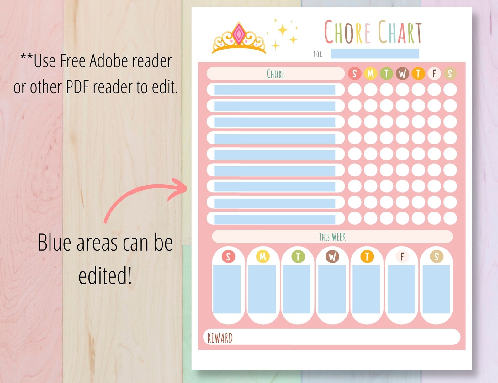 Princess Chore Chart.pdf Chore Chart for Girls, Princess Responsibility Chart, Printable ...