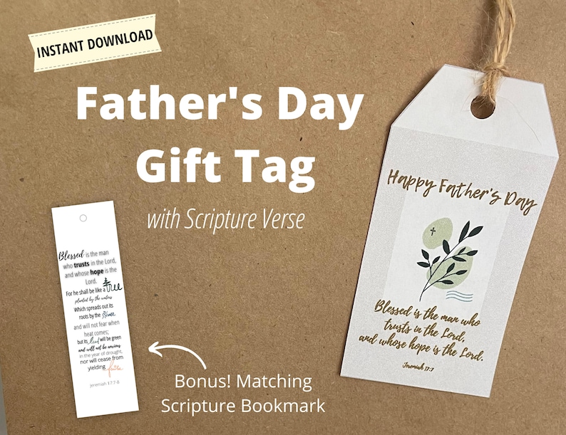 Fathers Day Gift Tag, Bible Verse, Fathers Day Printable, INSTANT ...