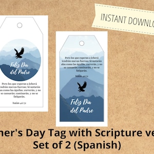 Fathers Day gift tag, printable, Bible verse, SPANISH