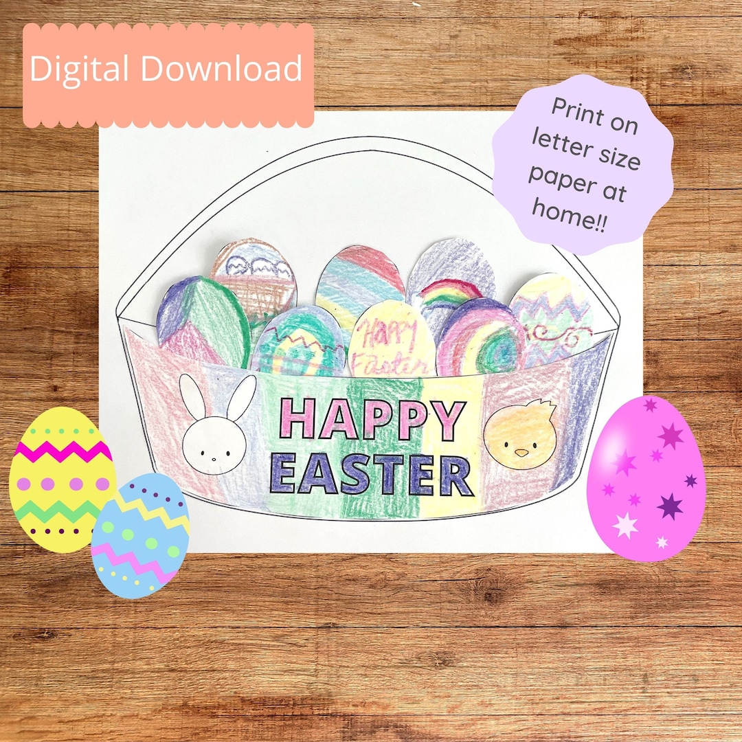 Easter Basket Crafts, Printable Kids Activity, Easter Egg Craft ...
