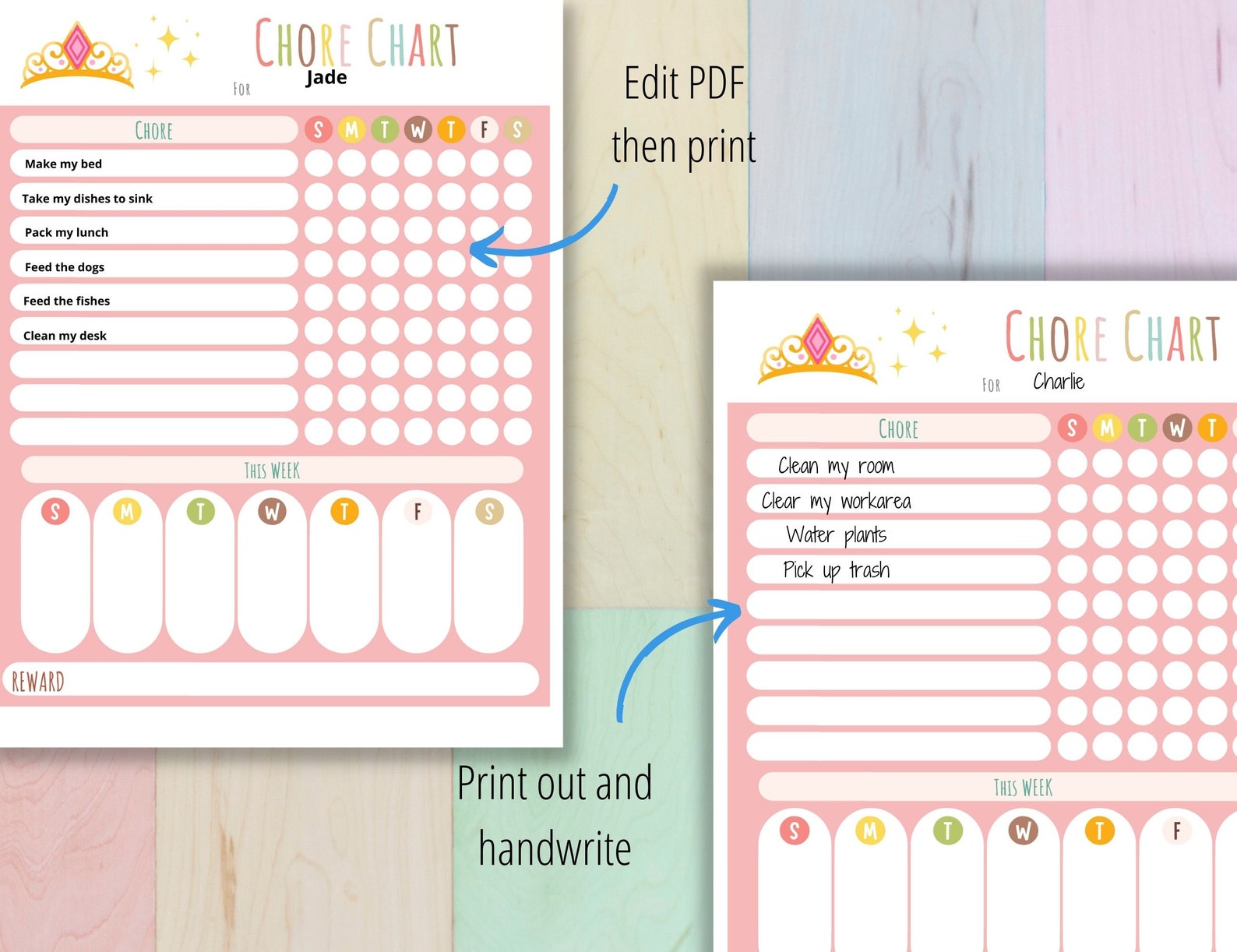 Princess Chore Chart.pdf Chore Chart for Girls, Princess Responsibility Chart, Printable ...
