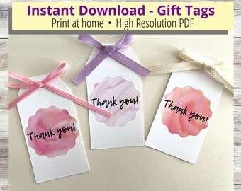 Thank you gift tags printable, goody bags, gifts, INSTANT DOWNLOAD