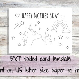 Mother's Day Coloring Card for Kids, Printable Unicorn Coloring Page ...