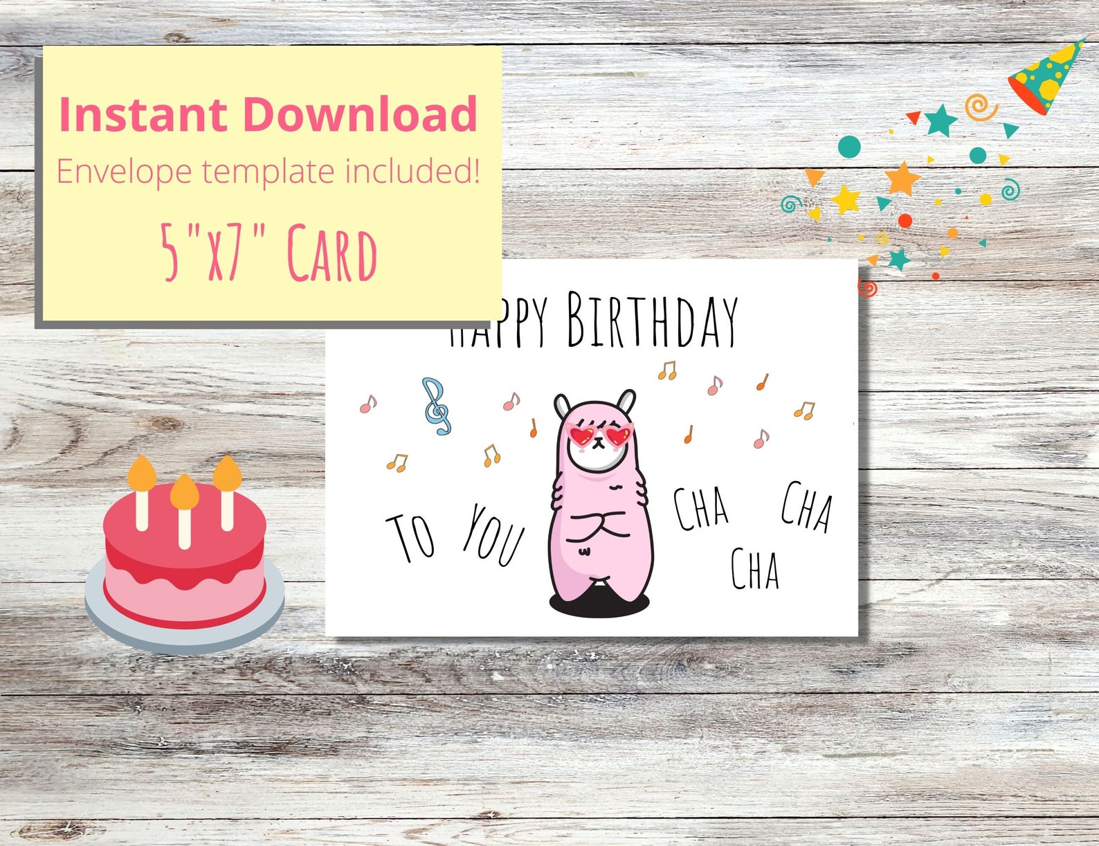 Happy Birthday Card, Llama, Printable Llama Birthday Card, INSTANT ...