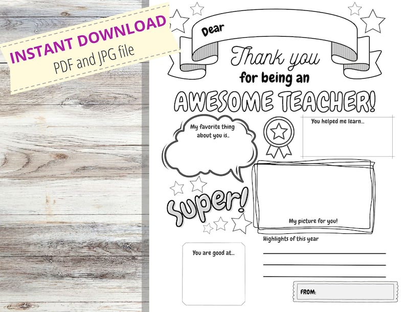 Teachers Appreciation Printable, Letter Template, INSTANT DOWNLOAD - Etsy