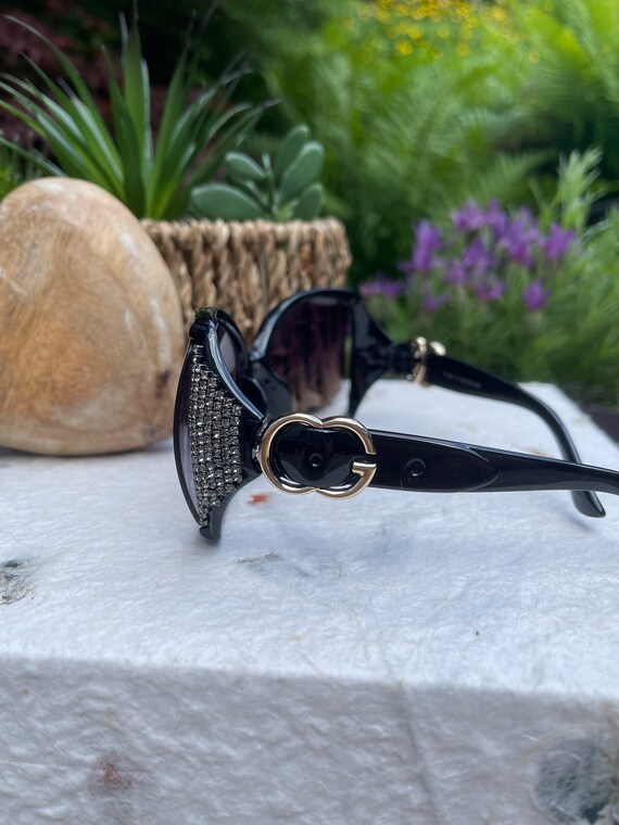 Black Buckle Crystal Sunglasses Etsy UK