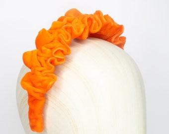 Orange velvet ruffle hairband headband. wedding simple stylish