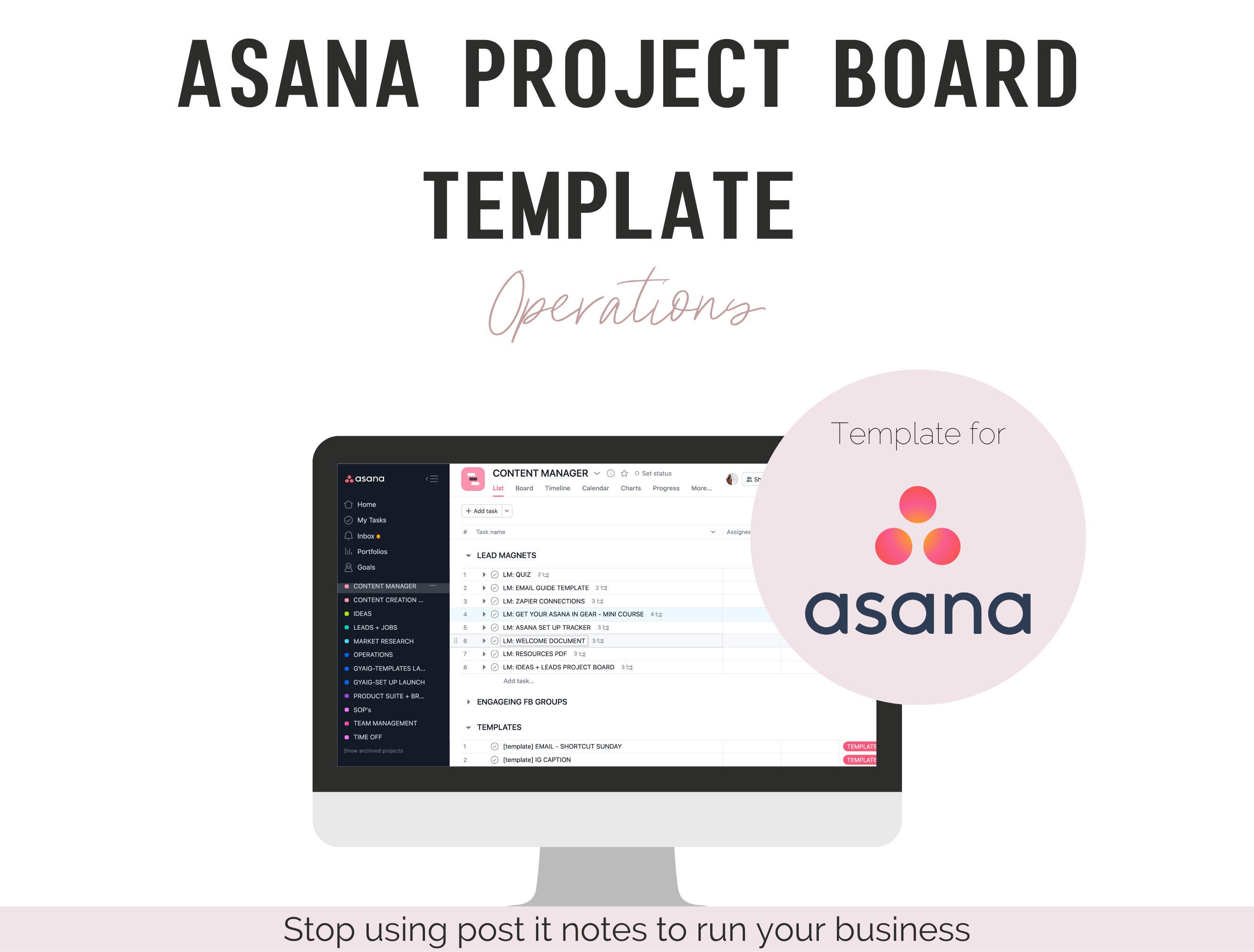 Operations Asana Project Board Template for Asana Project Etsy