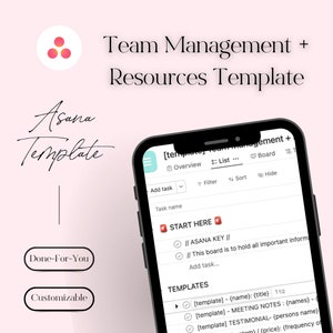 Team Management + Resources - Asana Project Board Template for Asana Project Management Software