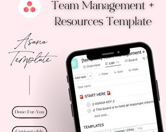 Plantilla de tablero de proyecto de Asana: Gestión de equipos y recursos (descarga digital)