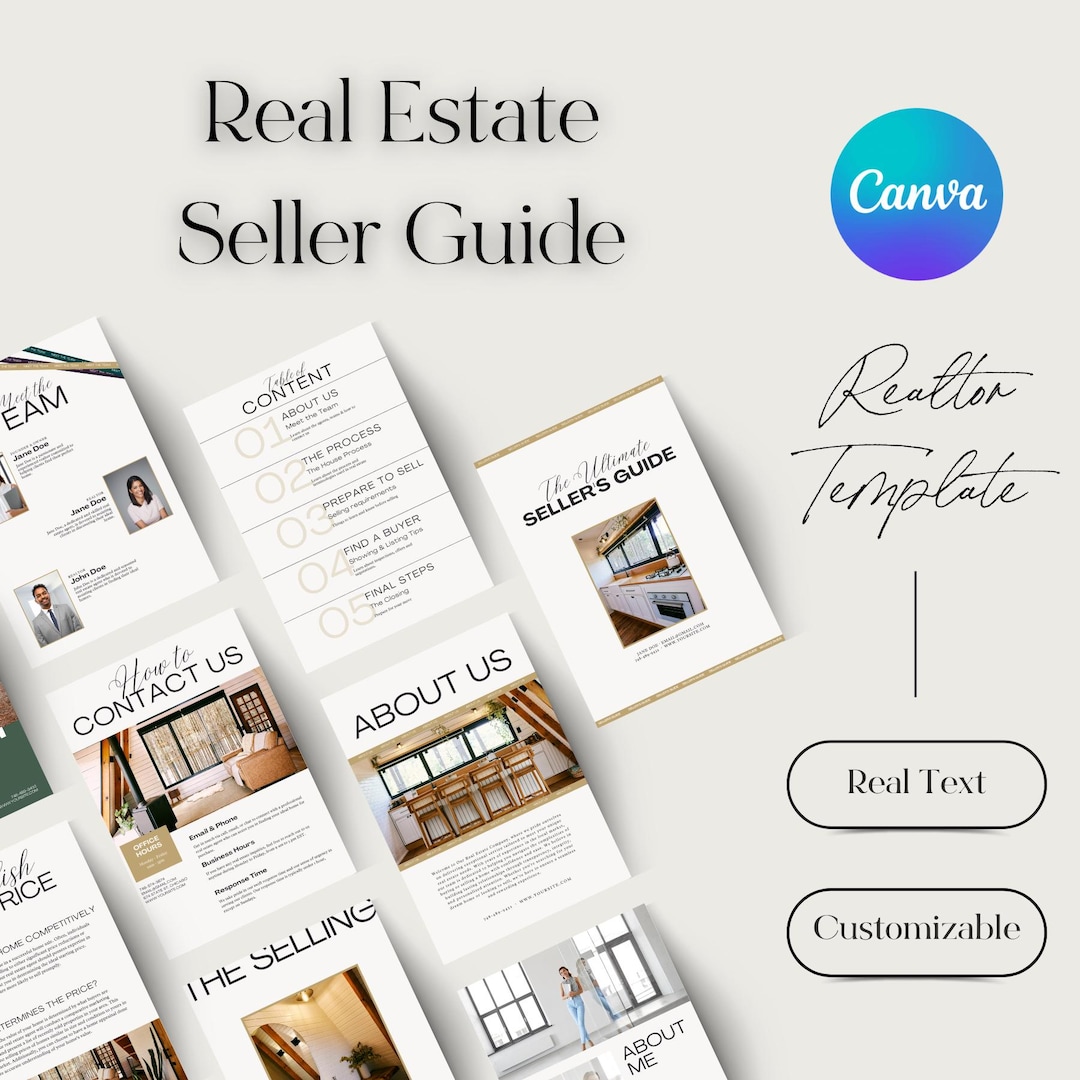 Realtor Sellers Guide Canva Template: Customizable Real Estate Agent Handbook (digital Download ...