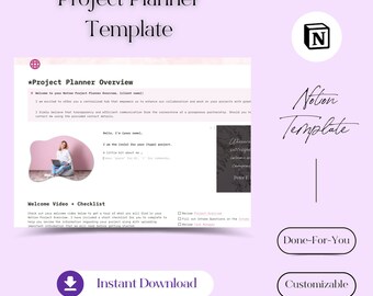 Notion Template for Business - Project Planner: Pastel Pink