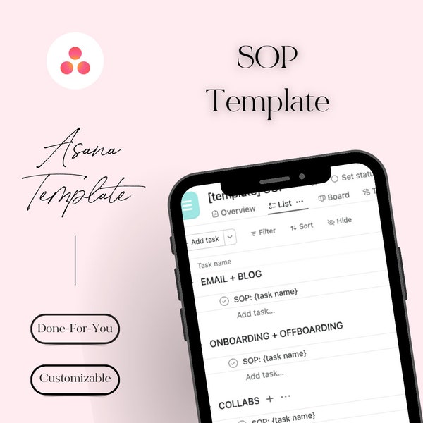 SOP - Asana Project Board Template for Asana Project Management Software