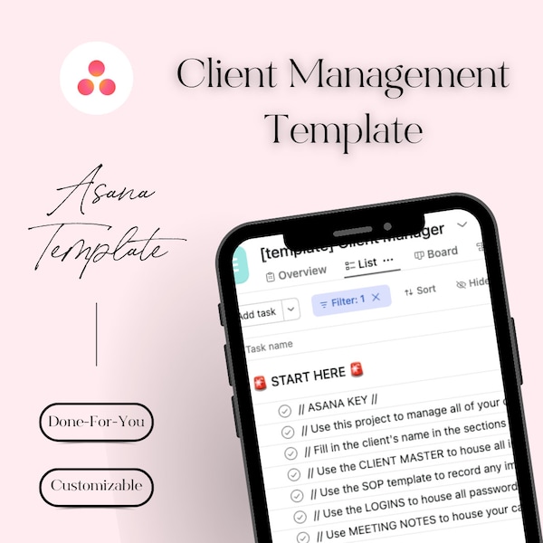 Client Manager - Asana Project Board Template for Asana Project Management Software